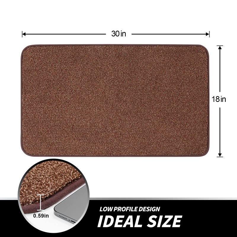 LINLA Indoor Doormat, Super Absorbs Mud Mat, Washable Non-Slip Rubber Backing Clean Door Mat for Doorways Inside Dirt Trapper Mats Shoes Scraper, 18x30 Inches Camel Coffee - Image 3